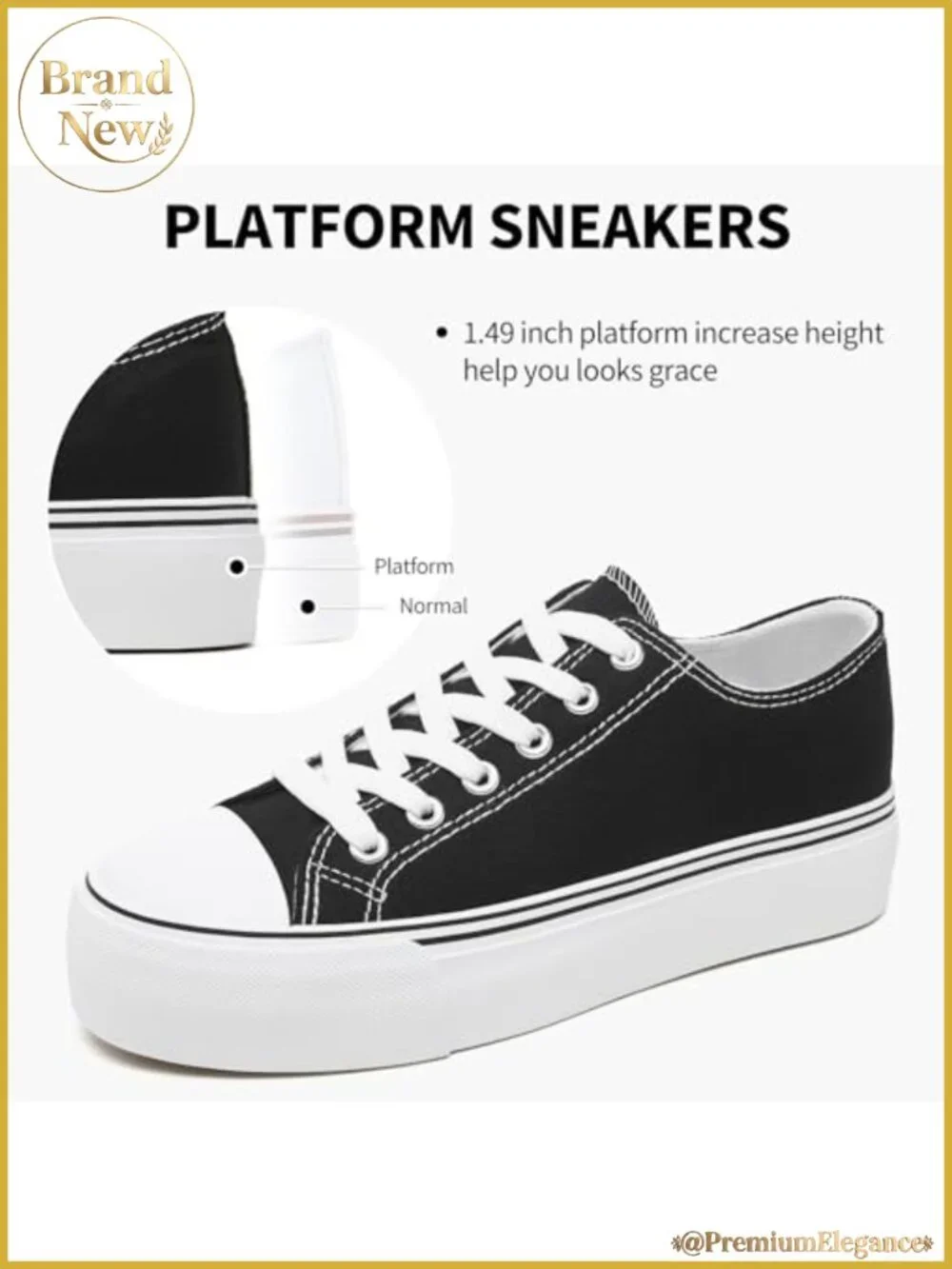 Women's Platform Sneakers Canvas Lace Up Non-Slip Casual Walking Shoes